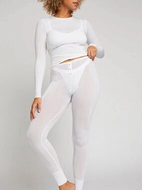 Negative Whipped Long Underwear White Size Medium Ultra Soft Long John Legging